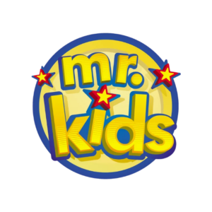 Logotipo da Mr. Kids, franquia de vending machines de brinquedos e doces, disponível na Planet Franchise