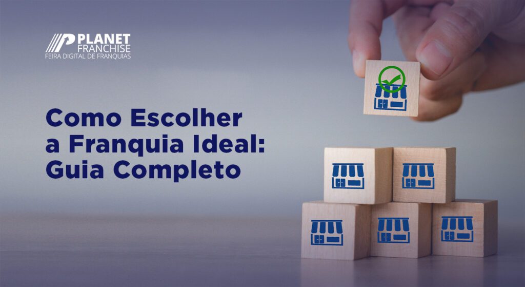 Escolha da franquia ideal representada por blocos de franquias, destacando decisão estratégica no franchising.
